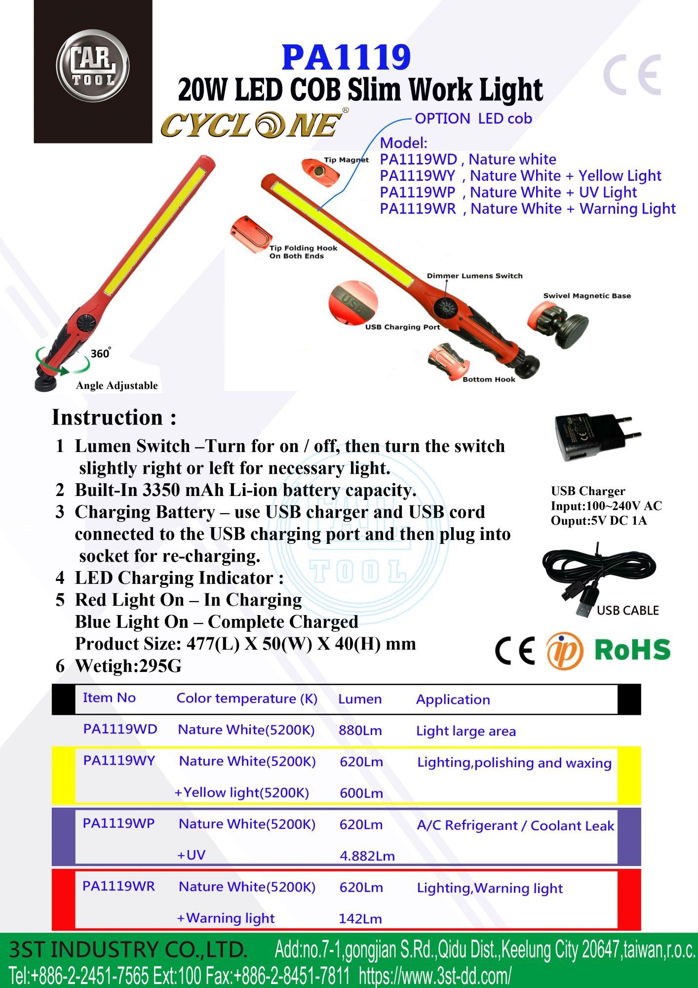 PA1119 20W COB Slim Working Light